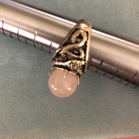 Rose Quartz Snake Ring - Picture 3 of 7